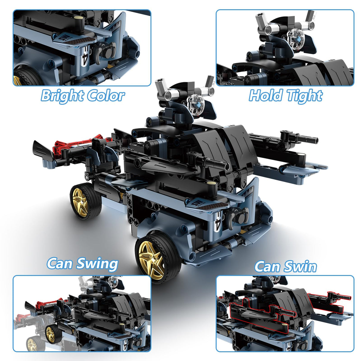 STEM Building Toys for Kids, Educational Building Blocks, Remote & APP Controlled 2in1 RC Car/Construction Robot STEM Kit, Science Learning Car Building Sets for Boys Girls 8-16 Old (Dark Blue) DIEBA