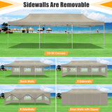 HOTEEL Tents for Parties 10x30 Pop Up Canopy Tent Heavy Duty with 8 Sidewalls, Commercial Party Tent Event Wedding Instant Canopy Waterproof with Carry Bag, UV 50+, Thicked Hexagonal Legs, Khaki Hoteel