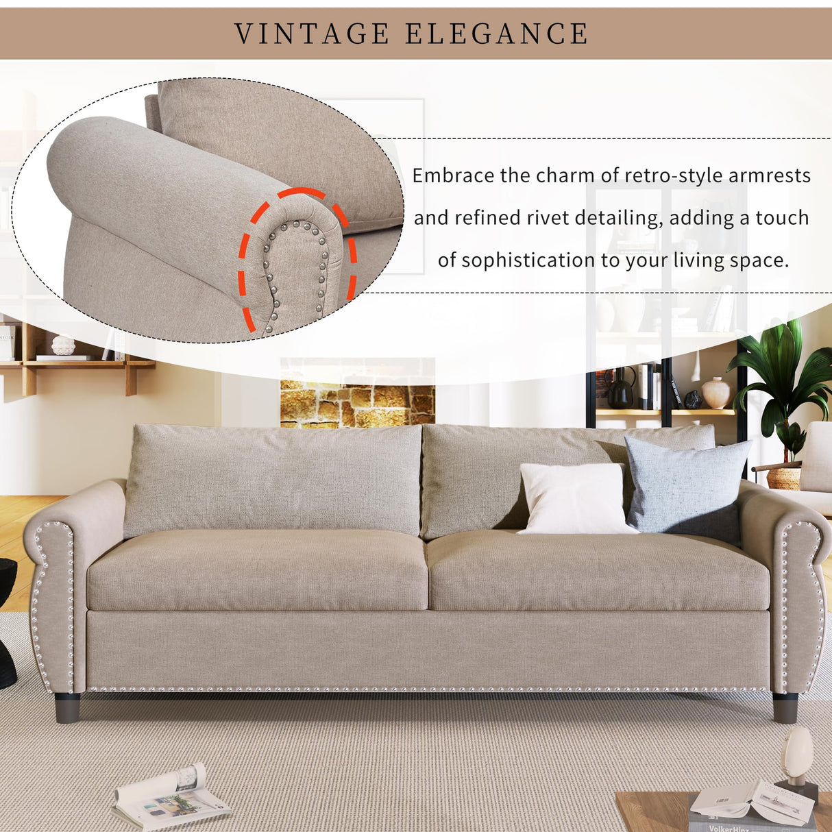 Merax Pull Out Sofa Bed, Queen Sleeper Couch with Memory Foam Mattress, Folding 2-in-1 Design, for Living Room, Guest Bedroom, Office, Beige Merax