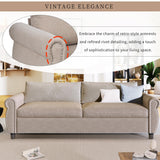 Merax Pull Out Sofa Bed, Queen Sleeper Couch with Memory Foam Mattress, Folding 2-in-1 Design, for Living Room, Guest Bedroom, Office, Beige Merax