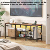 YGEOMER TV Stand Entertainment Center for 55 Inch TVs, with Charging Station and Lights Open Storage Shelves, TV Media Console, Open Storage Shelf with Sound Rack for Living Room, Rustic Brown YGEOMER