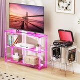solaround Acrylic Console Table, 3 Tier Entryway Table with Storage Shelves (Pink) solaround