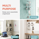Zenna Home Rust-Resistant Hanging Shower Caddy for Handheld Shower Heads, Over the Shower Head Caddy with 2-Way Adjustable Baskets and Storage Hooks, Bathroom Hanging Organizer, Stainless Steel Zenna Home