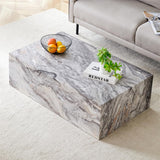 Coffee Table Living Room Table - Modern Faux Marble Design with Wood Accents in Grey BAOPIN