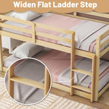 LUKEEHOM Twin Over Twin Low Profile Bunk Bed with Ladder - Ideal for Kids' Rooms LUKEEHOM