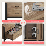 Bestier TV Stand for 75/80/85 inch TV, LED Gaming Entertainment Center, Modern TV Cabinet with Glass Shelves for Living Room, Media Console with 2 Storage Drawers & Cabinets for Bedroom, Pinewood Bestier