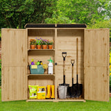 Gizoon Outdoor Storage Cabinet with Waterproof Roof, Double Lockable Doors Garden Shed with 2 Removable Shelves, Wooden Storage Shed with Large Storage Space for Patio, Garden, Backyard, Lawn Gizoon