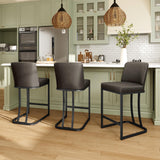 MAISON ARTS Counter Height Bar Stools with Back Set of 3 for Kitchen Counter, 24 Inch Modern Upholstered Faux Leather Barstools Farmhouse Bar Chairs Luxury Island Stools Support 330LBS, Grey MAISON ARTS