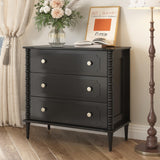 ZOSQUARE 3 Drawer Dresser, 32 inch Wide Dresser for Bedroom, Modern Wood Chest of Drawers, Turned Legs Nightstand with 3 Drawers for Dorms, Hallway, Entryway (Black) ZOSQUARE
