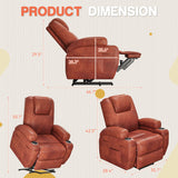Electric Power Lift Recliner Chair with Massage for Elderly Corduroy Fabric Recliner Single Sofa with Cup Holders, Side Pockets and Remote Control for Living Room Bedroom (Leathaire, Brown) Furmax
