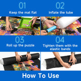 Sancallie 51“x34” Large Jigsaw Puzzle Mat Roll Up Mat- with 15 Glue Sheets, 6 PE Bags Jigroll to 2,000 Pieces with 6 Colorful Trays, Gift Box with Drawstring Bag, 3 Elastic Band, Hand Pump Sancallie