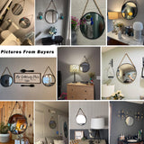POZINO Round Mirror, 15" Rope Hanging Mirror, Farmhouse Circle Mirrors, Black Metal Frame Wall Mirrors for Bathroom, Bedroom, Living Room, Entryway, Fireplace, Home Decor POZINO