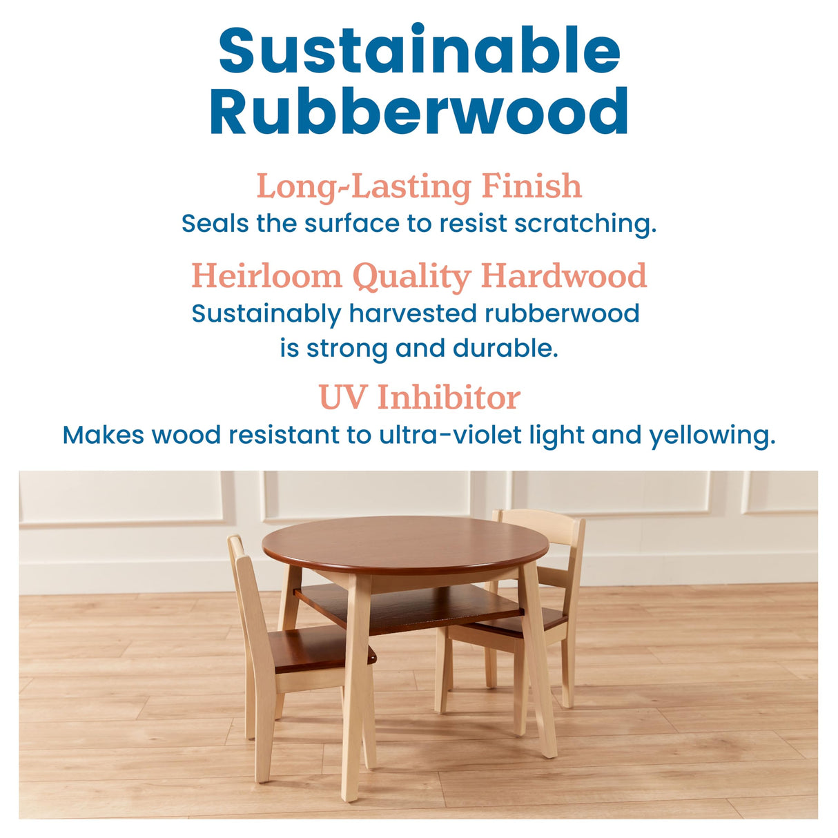 ECR4Kids Hideaway Table and Chair Set, Kids Furniture, Dark Walnut/Antique White, 3-Piece ECR4Kids