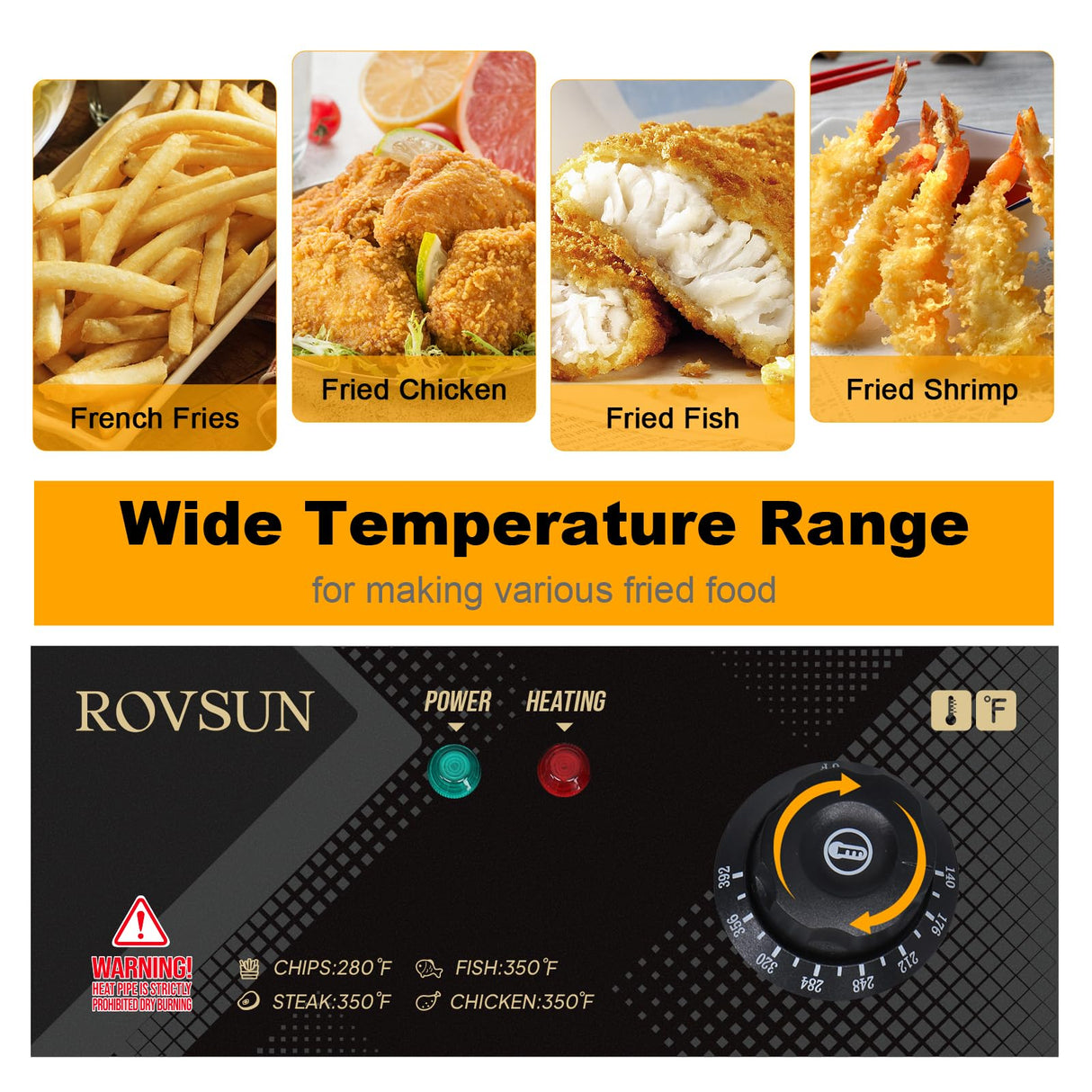 ROVSUN 22.8QT Electric Deep Fryer w/ 2 Baskets & Lids, 21.8L Stainless Steel Commercial Double Fryer, Countertop Kitchen Frying Machine w/Temperature Control, French Fries Donuts 5000W ROVSUN