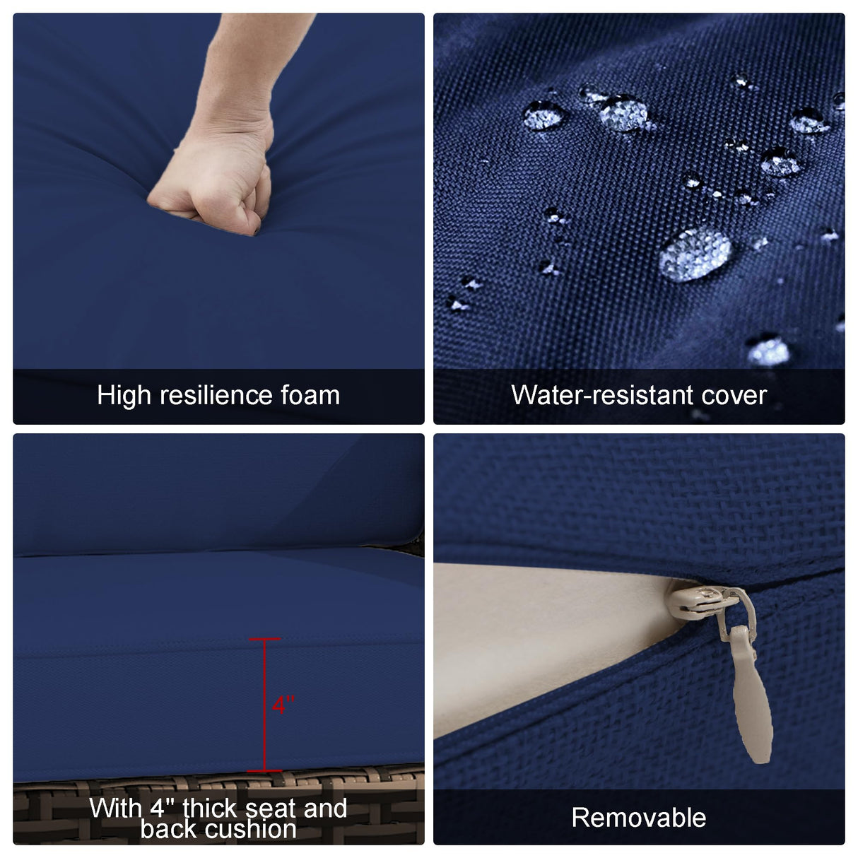 Yokayoay Patio Couch with High Back, 75" 3 Seats Outdoor Sofa, All Weather PE Wicker Couch with Waterproof Cushion for Porch, Backyard, Balcony, Deck Yokayoay