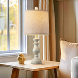 PARTPHONER Traditional Table Lamp Set of 2, Rustic Farmhouse Table Lamps for Living Room Bedroom, 22" Bedside Desk Lamps Vintage Nightstand Lamps with Linen Shades, Antique White PARTPHONER
