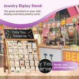 Poyilooo Jewelry Display for Vendors Selling, Wood Earring Bracelet Keychain Display for Vendors with Adversitsing Board 30 Hooks, Large Capacity Jewelry Holder Display Stands Rack for Earring Card Poyilooo