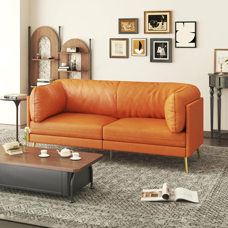 koorlian 73 inch Loveseat Sofa, Mid Century Modern Couch, Orange Fabric Sofa with Soft Comfy Cushion, Orange koorlian
