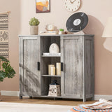 Iwell Storage Cabinet, Sideboard Buffet Cabinet with 2 Doors and 4 Storage Shelves, Floor Cabinet, Bathroom Cabinet for Living Room, Dinning Room, Entryway, Grey Iwell