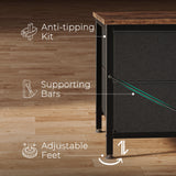 Huuger Dresser with 7 Drawers, 47 Inch Dresser TV Stand for 43, 50, 55 Inch TV, Wide Fabric Dresser Chest of Drawers, Metal Frame, Storage Dresser for Bedroom, Nursery, Clothing, Rustic Brown Huuger