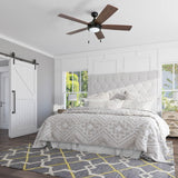 Honeywell Ceiling Fans Ventnor, 52 Inch Modern Farmhouse Indoor LED Ceiling Fan with Light, Pull Chain, Three Mounting Options, Dual Finish Blades, Reversible Motor - 50607-01 (Bronze) Honeywell