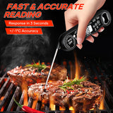 Instant Read Meat Thermometer Digital for Cooking and Grilling, Kitchen Food Thermometer with Foldable Probe Large Backlight Screen & Calibration for BBQ, Smoker, Air Fryer, Oil Fry, Turkey, Beef kejector