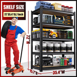 72''H Garage Shelving Heavy Duty 5-Tier Adjustable Storage Shelves Unit,2020 LBS Metal Wood Utility Rack Shelf for Industries, Warehouses, Basement,Black (72'H x 36''W x 16.1''D) LBVSKK