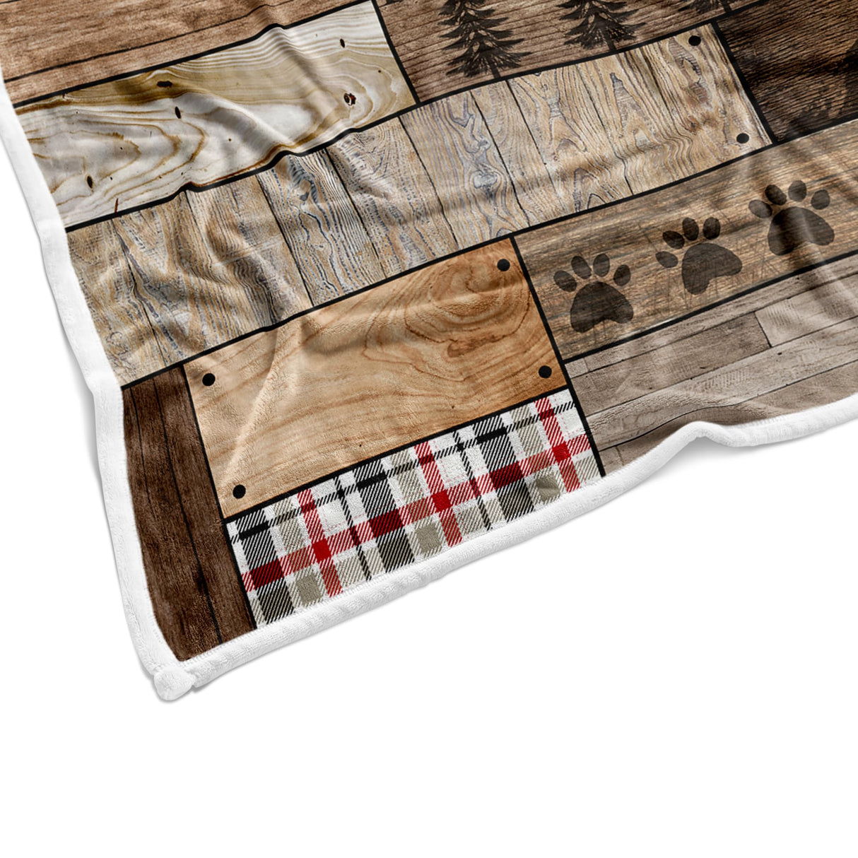 Torich Rustic Farmhouse Throw Blankets, Cabin Hunting Deer Bear Sports Cozy Warm Bed Couch Blanket, Country Wooden Hunting Camping Forest White Fleece Flannel Throws to Decorate The Room and Bedroom Torich