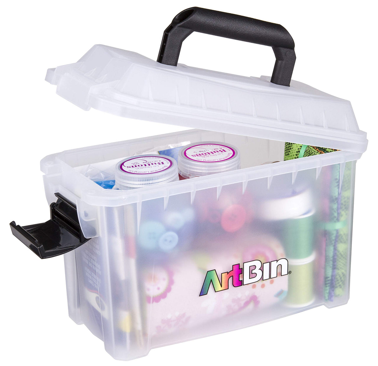 ArtBin 6815AG Mini Sidekick Carrying Case, Portable Art & Craft Organizer with Handle, [1] Plastic Storage Case, Clear ArtBin