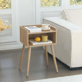 MaxSmeo Nightstand, Mid Century Modern Side Table Bedroom with Storage, Small End Bedside Table with Solid Wood Legs for Living Room, Office Small Spaces (Rustic Walnut) MaxSmeo