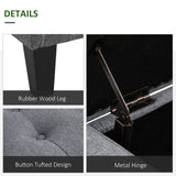 HOMCOM Storage Ottoman, Linen Upholstered Storage Bench with Lift Top and Button Tufted for Living Room, Gray HOMCOM