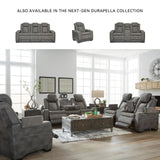 Signature Design by Ashley Next-Gen DuraPella Modern Faux Leather Power Reclining Sofa with Adjustable Headrest, Gray Signature Design by Ashley