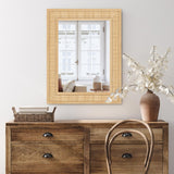 FUWU HOME Rattan Wall Mirror with Wooden Framed 24 X 32 inch Farmhouse Rectangle Wood Mirror for Modern Decorative Bathroom, Living Room, Entryway, Bedroom FUWU HOME