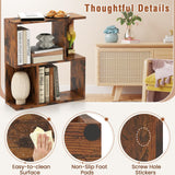 Tangkula 3 Tier Geometric Bookshelf, S Shaped Open Bookcase with Storage, Home Office Decor, Freestanding Wood Display Shelf for Living Room Study, Small Bookshelf for Small Spaces (1, Rustic Brown) Tangkula