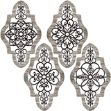 4 Pieces Thicken Rustic Wall Decor Modern Farmhouse Wall Art Decor Wooden Hollow Carved Design Rustic Wall Art for Living Room Bedroom Hallway Decor Office Kitchen Wall Decoration (Fresh Style) Yulejo