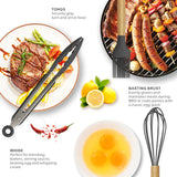 Silicone Cooking Utensils Kitchen Utensil Set - 446°F Heat Resistant Silicone Kitchen Utensils Set, Spatula,Turner Tongs, Spoon, Brush, Whisk,Kitchen Gadgets for Nonstick Cookware, BPA Free (Gray) oannao