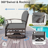ALAULM Aluminum Patio Furniture Set with Propane Fire Pit Table 5-seat Metal Outdoor Furniture w/Fire Pit Patio Sectional Sofas w/5.2" Cushions for Patio, Backyard, Poolside-Grey ALAULM