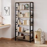 IRONCK Bookshelf, 31.5in Wide Shelf 6 Tier Bookcase, 110lbs/shelf Vintage Industrial Style Bookshelves for Bedroom, Living Room and Home Office, Industrial Brown IRONCK