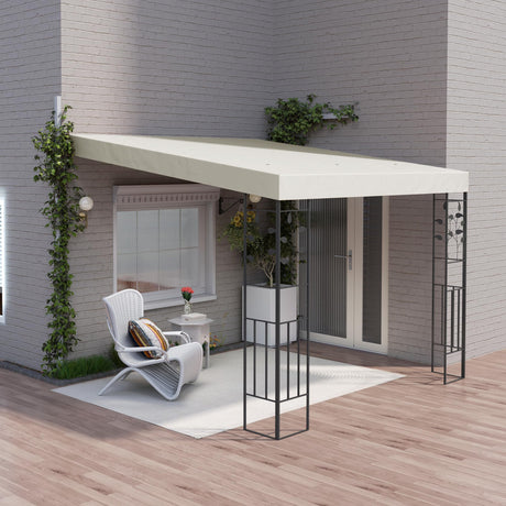 Outsunny 10' x 10' Outdoor Pergola Canopy, Metal Patio Canopy with Weather-Resistant Fabric and Drainage Holes for Backyard, Garden, Porch, Beach, Cream White Outsunny