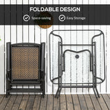 Outsunny 5 Pieces Wicker Patio Dining Set, Foldable Outdoor Table and Chairs, Wicker Furniture Dining Set with Umbrella Hole, Tempered Glass Table, Dark Brown Outsunny