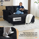 VINGLI Lounge Chair, 56" Oversized Reading Chair Corduroy Chaise Sofa Recliner Bed Upholstered Comfy Sleeper Couch with Throw Pillows and Armrests for Living Room, Movie Room, Bedroom VINGLI