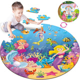 71Pcs Floor Puzzles for Kids Ages 3-5 Jigsaw Puzzles for Girls Princess Mermaid Double Sided Puzzle for Kids Castle Princess Xmas Party Supplies Mermaid Toys Educational Toys ZOIIWA