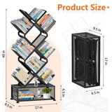 Onadak 9 Tier Folding Tree Bookshelf, Tall Bookcase with Storage Cabinet, Modern Narrow Bookshelves Organizer, Floor Standing Book Shelf for Bedroom/Living Room/Home Office/Corner (Black) Onadak