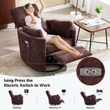 Power Swivel Glider Rocking Recliner,Electric Recliner Upholstered Nursery Chair Adult Rocking Chair with 2 Pillows for Living Room Bedroom(Coffee, Power-Driven) choairy
