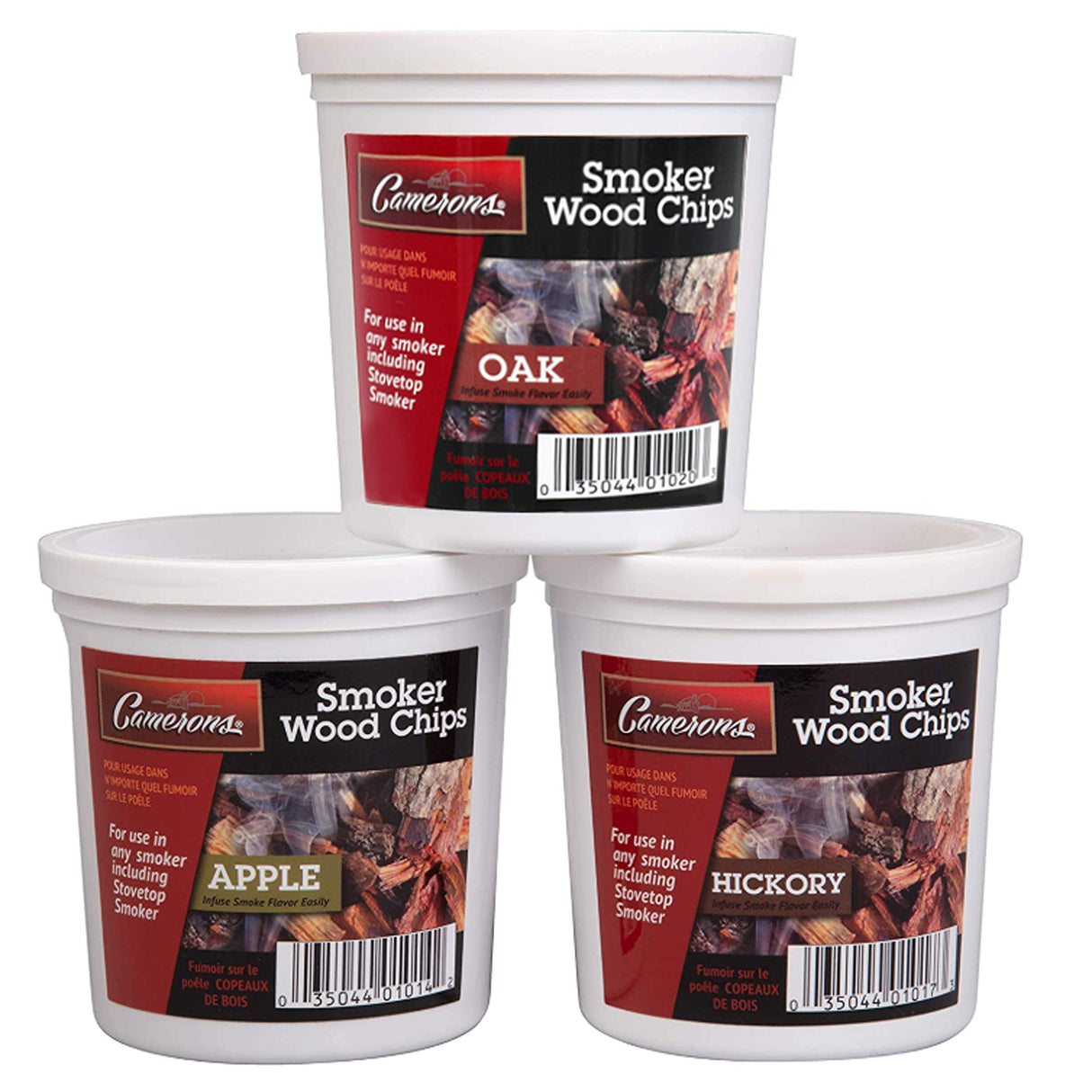 Camerons Original Stovetop Smoker - Smoker Box Gift Set w/Oak, Apple, Hickory Wood Chip Pints & Recipes - Indoor Outdoor Use on Any Heat for Smoking Meats, Veggies & Seafood - Grilling Gift for Men Camerons