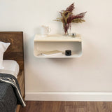 Floating Nightstand with Spruce Top | Modern Bedroom Decor | Minimalist Wall-Mounted Bedside Nightstand| Wall Mounted Shelf | Cloudy Oasis: Serene White Ultimate Premium Products