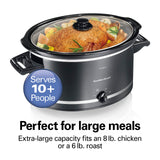 Hamilton Beach Slow Cooker with 3 Cooking Settings, Dishwasher-Safe Stoneware Crock & Glass, 8-Quart Built-In Lid Rest, Black Hamilton Beach