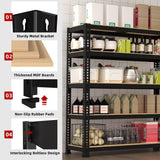 BuxWellBang 5 Tier Garage Storage Shelves - 40" W x 18" D x 72" H Heavy Duty Adjustable Shelving Unit, Metal Organizer Utility Rack for Basement, Pantry, Kitchen, Black BuxWellBang