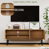 Gyger TV Stand,Mid Century Modern Entertainment Center with 2 Open Shelves，Farmhouse TV Media Console Table for Living Room,Bedroom,Television Stand up to 50 Inches,Yellow Oak Gyger