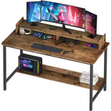 WOODYNLUX 43 Inch Rustic Computer Desk with Shelves for Home Office and Gaming WOODYNLUX